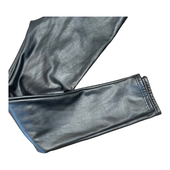 Fashion Women Black Vinil Leggings SZ Large Junior. Faux Fur Lined. NO SIZE TAGS - Picture 3 of 8